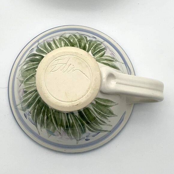 Carl & Eden Warne Studio Pottery Hand Painted Iris Oversized Coffee or Soup Cup - Picture 6 of 6